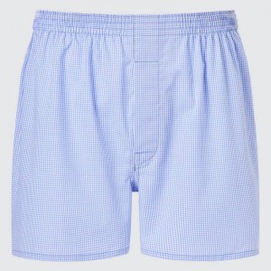 Sous Vêtement Uniqlo Woven Checked Boxer Homme Bleu | 6433502