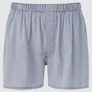 Sous Vêtement Uniqlo Woven Checked Boxer Homme Bleu Marine | 7576442