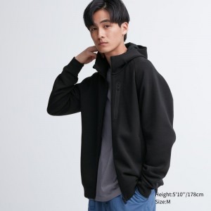 Sweat a Capuche Uniqlo Dry Stretch Sweat Long-sleeve Full-zip Homme Noir | 1035453
