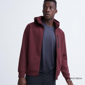 Sweat a Capuche Uniqlo Dry Stretch Sweat Long-sleeve Full-zip Homme Bordeaux | 8119061