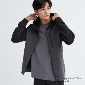 Sweat a Capuche Uniqlo Dry Stretch Sweat Full-zip Color Block Homme Grise | 4810612