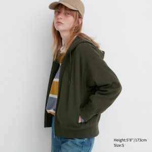 Sweat a Capuche Uniqlo HEATTECH Pile-Lined Sweat Full-Zip Femme Vert | 1448672
