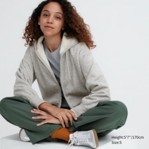 Sweat a Capuche Uniqlo HEATTECH Pile-Lined Sweat Full-Zip Femme Grise | 1223704