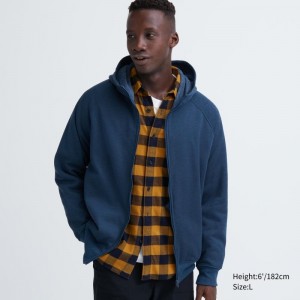 Sweat a Capuche Uniqlo Heattech Pile Lined Sweat Full-zip Homme Bleu | 5862879