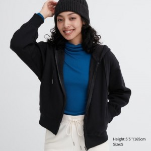 Sweat a Capuche Uniqlo Heattech Pile Lined Sweat Full-zip Femme Noir | 5924814