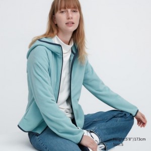 Sweat a Capuche Uniqlo Light Fleece Full-Zip Femme Bleu | 2067166