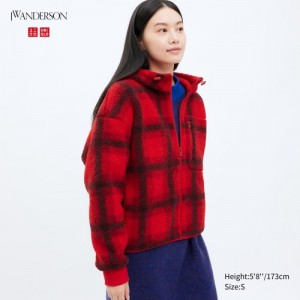 Sweat a Capuche Uniqlo Pile Lined Fleece Printed Full-Zip Femme Rouge | 2718872