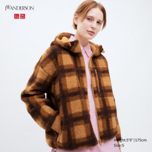 Sweat a Capuche Uniqlo Pile Lined Fleece Printed Full-Zip Femme Marron | 4264607