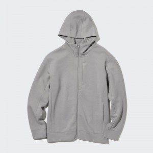Sweat a Capuche Uniqlo Stretch Dry Sweat Long-sleeve Full-zip Homme Grise | 7860917