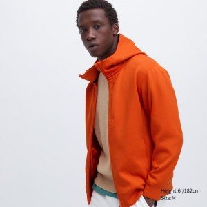 Sweat a Capuche Uniqlo Stretch Dry Sweat Long-sleeve Full-zip Homme Orange | 2115901