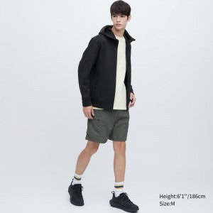 Sweat a Capuche Uniqlo Stretch Dry Sweat Long-sleeve Full-zip Homme Noir | 2298448