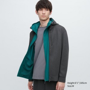Sweat a Capuche Uniqlo Stretch Dry Sweat Long-sleeve Full-zip Homme Grise | 5054723