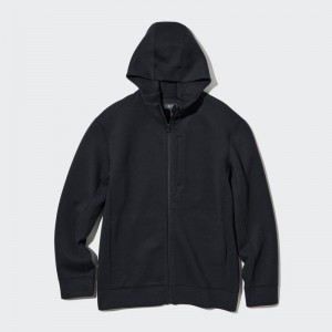 Sweat a Capuche Uniqlo Stretch Dry Sweat Long-sleeve Full-zip Homme Noir | 5672336