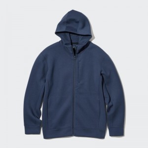 Sweat a Capuche Uniqlo Stretch Dry Sweat Long-sleeve Full-zip Homme Bleu | 2317529