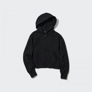 Sweat a Capuche Uniqlo Sweat Full-Zip Long-Sleeve Femme Noir | 126837