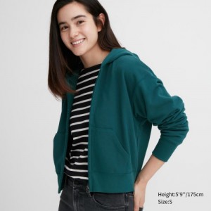 Sweat a Capuche Uniqlo Sweat Full-Zip Long-Sleeve Femme Vert | 9670686
