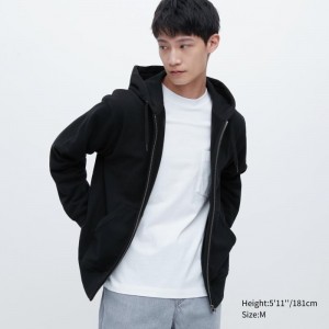 Sweat a Capuche Uniqlo Sweat Full-zip Homme Noir | 5991391