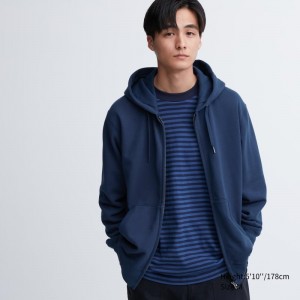Sweat a Capuche Uniqlo Sweat Long-sleeve Full-zip Homme Bleu | 720007