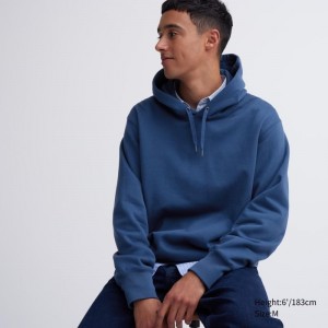 Sweat a Capuche Uniqlo Sweat Pullover Long-sleeve Homme Bleu | 1929138