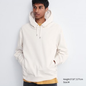 Sweat a Capuche Uniqlo Sweat Pullover Long-sleeve Homme Blanche | 2596901