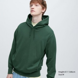 Sweat a Capuche Uniqlo Sweat Pullover Long-sleeve Homme Vert | 9624881