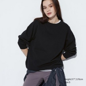 Sweats Uniqlo Crew Neck Long-Sleeve Femme Noir | 5907358
