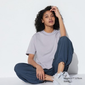 T Shirts Uniqlo AIRism Cotton Short Sleeve Femme Grise | 4426077
