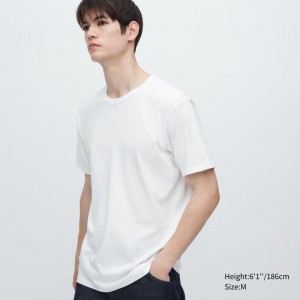T Shirts Uniqlo Airism Cotton Crew Neck Homme Blanche | 27448