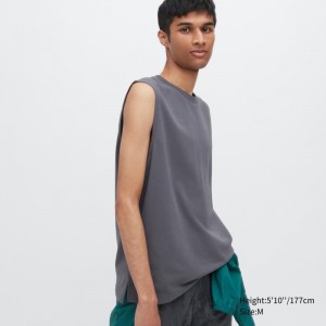 T Shirts Uniqlo Airism Cotton Sleeveless Homme Grise | 3100682