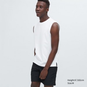 T Shirts Uniqlo Airism Cotton Sleeveless Homme Blanche | 3386578