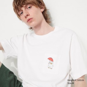 T Shirts Uniqlo Anime Gintama Ut Short-sleeve Graphic Homme Blanche | 9647793