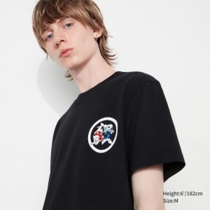 T Shirts Uniqlo Anime Gintama Ut Short-sleeve Graphic Homme Noir | 7760523