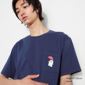T Shirts Uniqlo Anime Gintama Ut Short-sleeve Graphic Homme Bleu Marine | 1313318