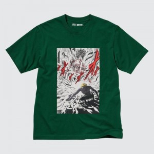 T Shirts Uniqlo Attack On Titan Ut Short-sleeve Graphic Eren Transforms Into A Titan Homme Vert | 4756713