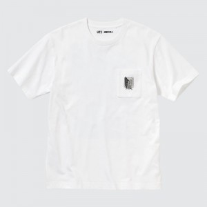 T Shirts Uniqlo Attack On Titan Ut Short-sleeve Graphic Wings Of Freedom Homme Blanche | 7498246
