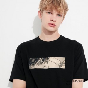 T Shirts Uniqlo Attack on Titan UT Short-Sleeve Femme Noir | 6408442