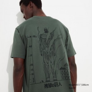 T Shirts Uniqlo Attack on Titan UT Short-Sleeve Femme Vert | 8976125