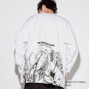 T Shirts Uniqlo Chainsaw Man × Kosuke Kawamura Ut Long-sleeve Graphic Homme Blanche | 6649713