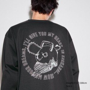 T Shirts Uniqlo Chainsaw Man × Kosuke Kawamura Ut Long-sleeve Graphic Homme Grise | 750621