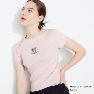 T Shirts Uniqlo Collection UT Short-Sleeve Femme Rose | 4670857