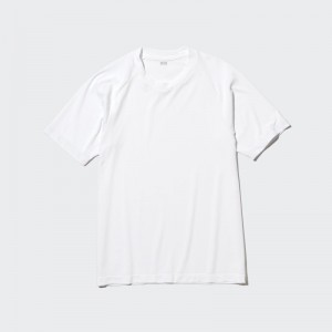 T Shirts Uniqlo DRY-EX Crew Neck Short-Sleeve Printed Homme Blanche | 4645557