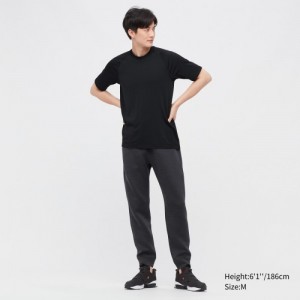 T Shirts Uniqlo DRY-EX Crew Neck Short-Sleeve Printed Femme Noir | 8844087