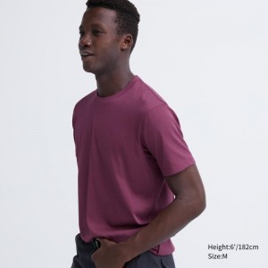 T Shirts Uniqlo Dry Color Crew Neck Short-Sleeve Homme Violette | 7657177