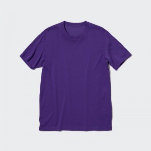 T Shirts Uniqlo Dry Color Crew Neck Short-Sleeve Femme Violette | 4005775