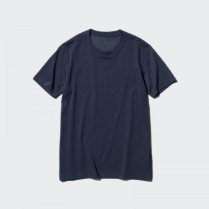 T Shirts Uniqlo Dry Color Crew Neck Short-Sleeve Femme Bleu Marine | 6337557