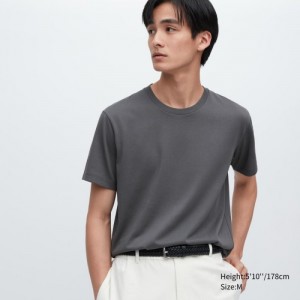 T Shirts Uniqlo Dry Color Crew Neck Short-Sleeve Femme Grise | 5197115