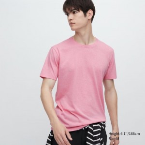 T Shirts Uniqlo Dry Crew Neck Short-sleeve Color Homme Rose | 5675072