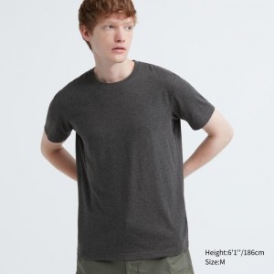T Shirts Uniqlo Dry Crew Neck Short-sleeve Color Homme Grise | 848579