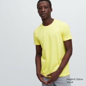 T Shirts Uniqlo Dry Crew Neck Short-sleeve Color Homme Jaune | 311103