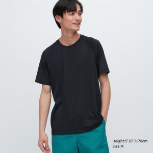 T Shirts Uniqlo Dry-ex Crew Neck Short-sleeve Homme Noir | 7001955